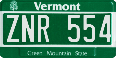 VT license plate ZNR554