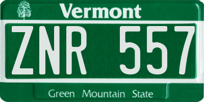 VT license plate ZNR557
