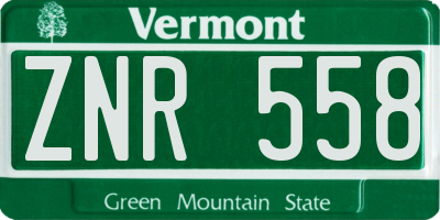 VT license plate ZNR558