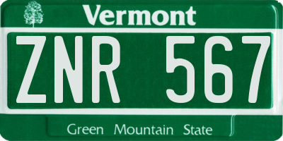VT license plate ZNR567