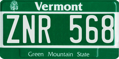VT license plate ZNR568