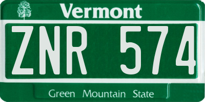 VT license plate ZNR574