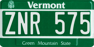 VT license plate ZNR575
