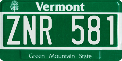 VT license plate ZNR581