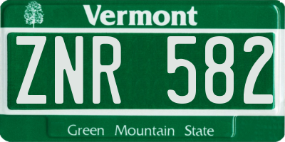 VT license plate ZNR582