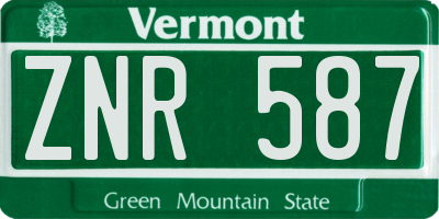 VT license plate ZNR587