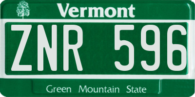 VT license plate ZNR596