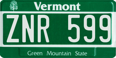 VT license plate ZNR599
