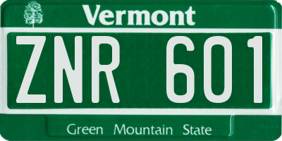 VT license plate ZNR601