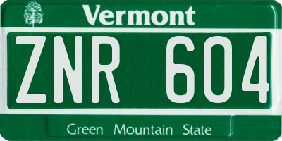 VT license plate ZNR604