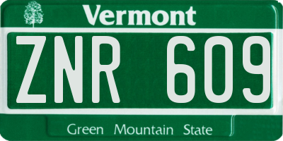 VT license plate ZNR609
