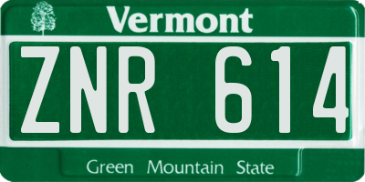 VT license plate ZNR614