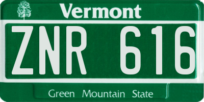 VT license plate ZNR616