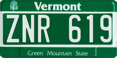 VT license plate ZNR619