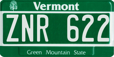 VT license plate ZNR622