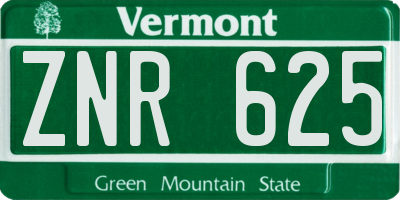 VT license plate ZNR625