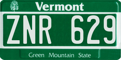 VT license plate ZNR629