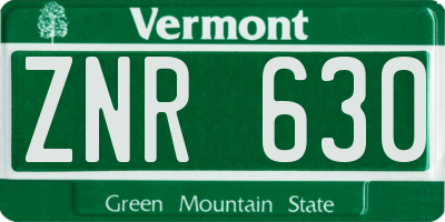 VT license plate ZNR630