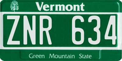 VT license plate ZNR634