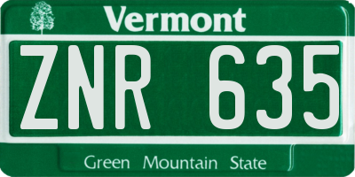 VT license plate ZNR635