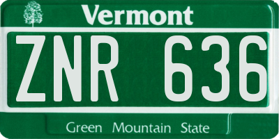 VT license plate ZNR636