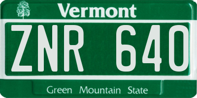VT license plate ZNR640