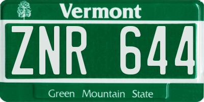 VT license plate ZNR644