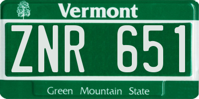 VT license plate ZNR651