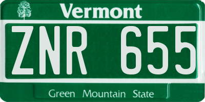 VT license plate ZNR655