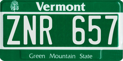 VT license plate ZNR657
