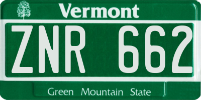 VT license plate ZNR662