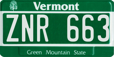 VT license plate ZNR663