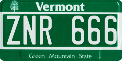 VT license plate ZNR666