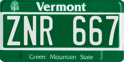 VT license plate ZNR667