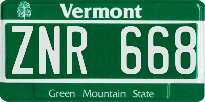 VT license plate ZNR668