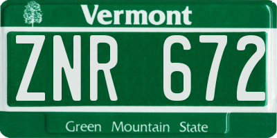 VT license plate ZNR672