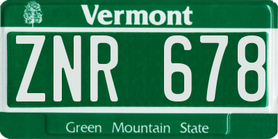 VT license plate ZNR678
