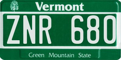 VT license plate ZNR680