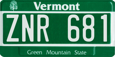 VT license plate ZNR681