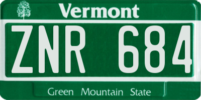 VT license plate ZNR684