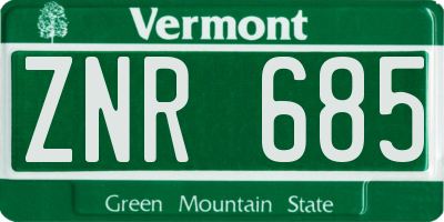 VT license plate ZNR685