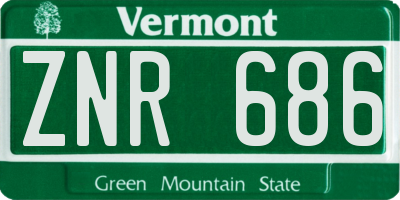 VT license plate ZNR686