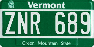 VT license plate ZNR689