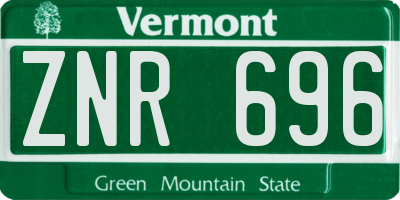 VT license plate ZNR696