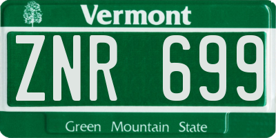 VT license plate ZNR699