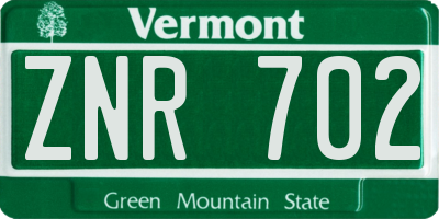 VT license plate ZNR702