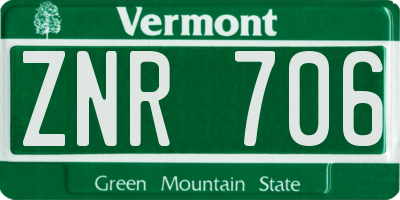 VT license plate ZNR706