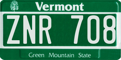 VT license plate ZNR708