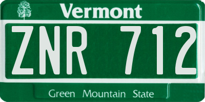 VT license plate ZNR712