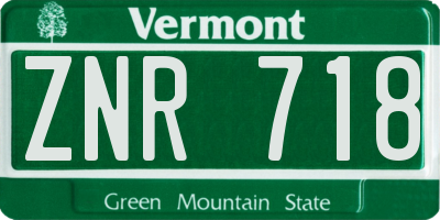 VT license plate ZNR718